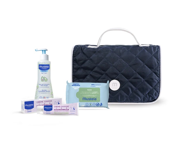 Mustela Vanity Set Fluido Detergente Senza Risciacquo 300ml + Salviette + Pasta Cambio 50ml + Beauty